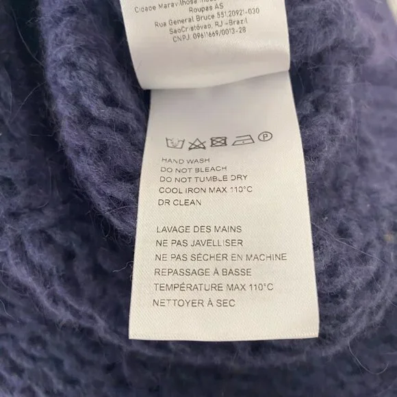 Farm Rio Cable Knit Sweater Wool Blend Blue - Picture 11 of 13